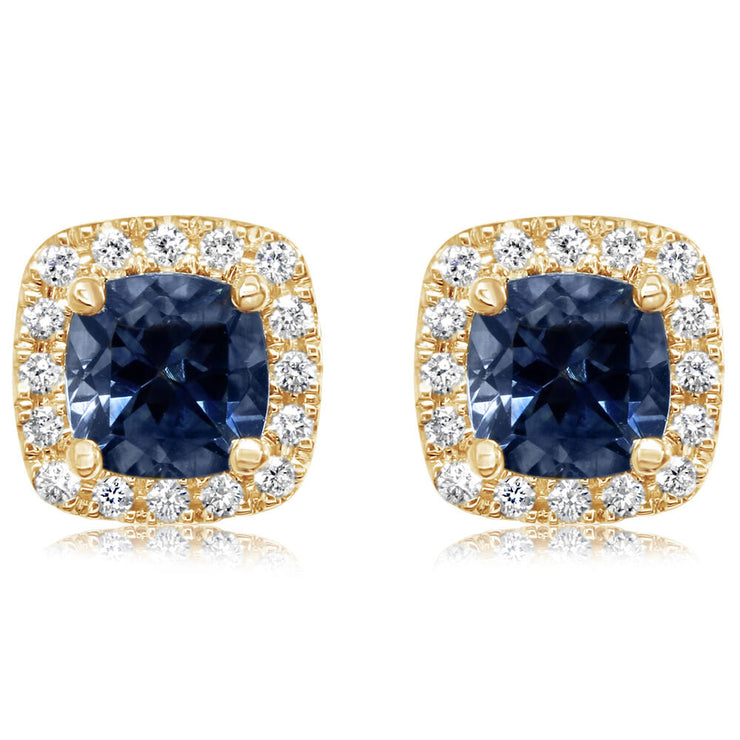 14K Yellow Gold Montana Sapphire/Diamond Earrings