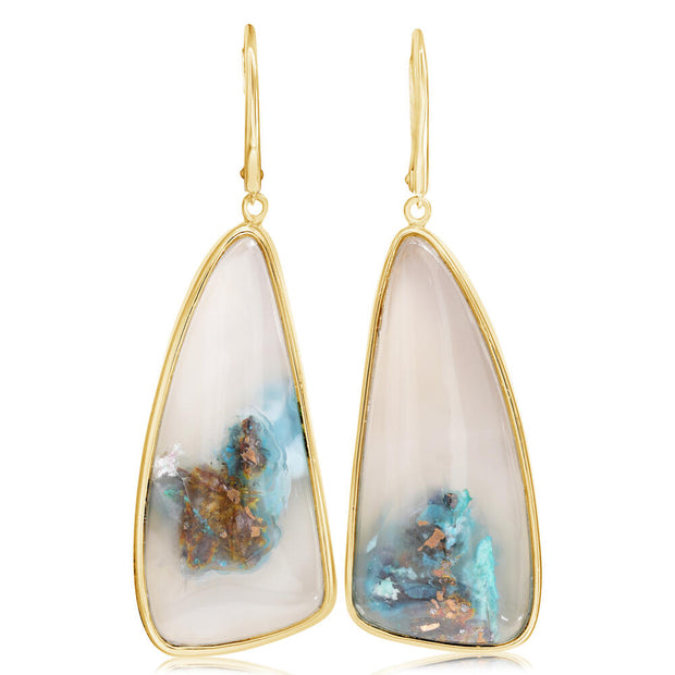 14K Yellow Gold Confetti Chrysocolla Earrings