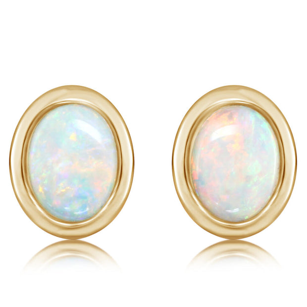 14K Yellow Gold Australian Opal Earrings