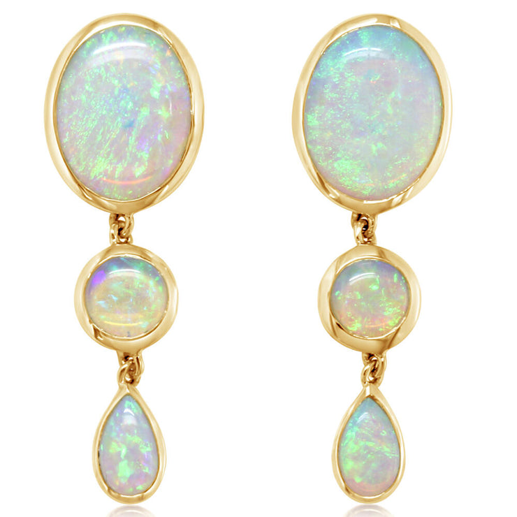 18K Yellow Gold Australian Opal Earrings