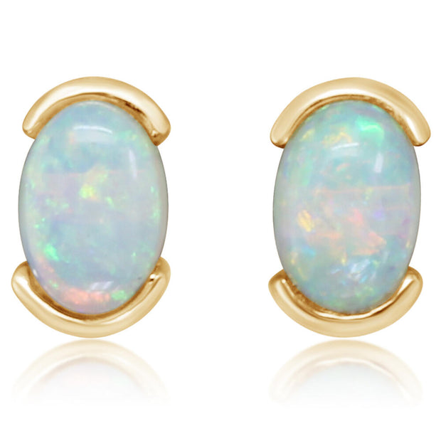 14K Yellow Gold Australian Opal Earrings