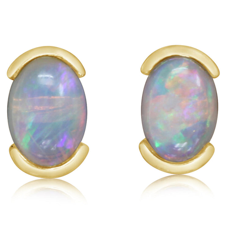 14K Yellow Gold Australian Opal Earrings