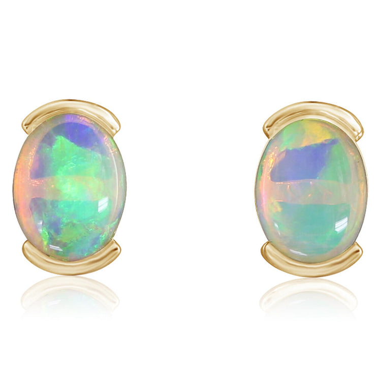 14K Yellow Gold Australian Opal Earrings