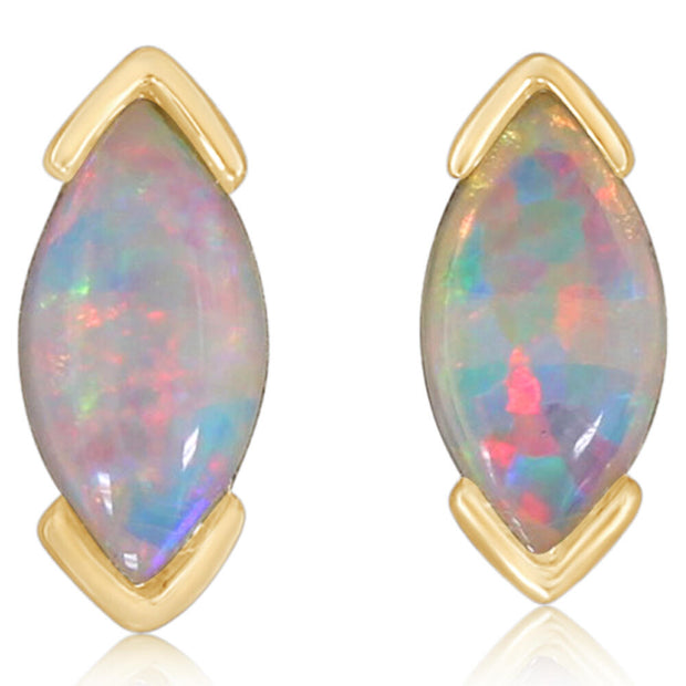 14K Yellow Gold Australian Opal Earrings