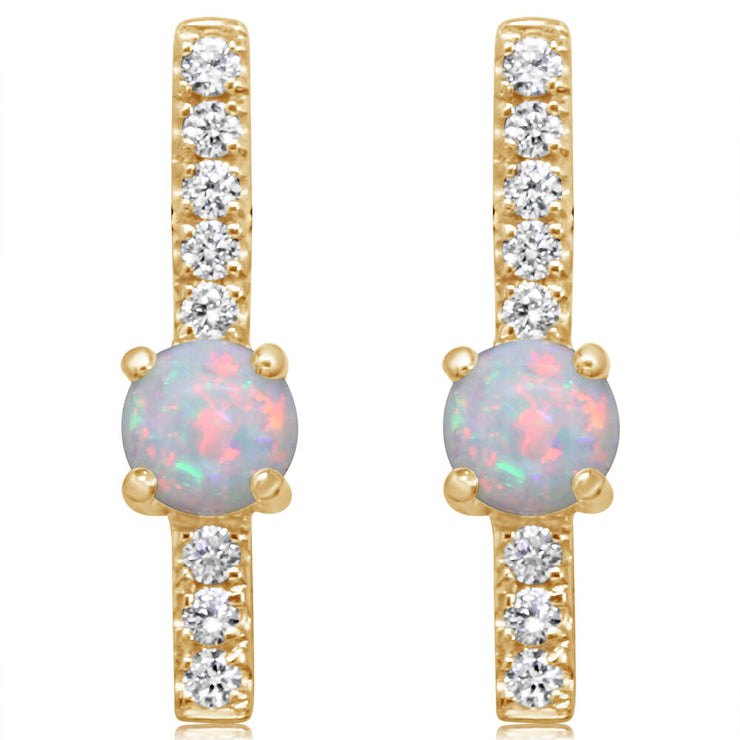 14K Yellow Goldaustralian Opal/Diamond Earrings