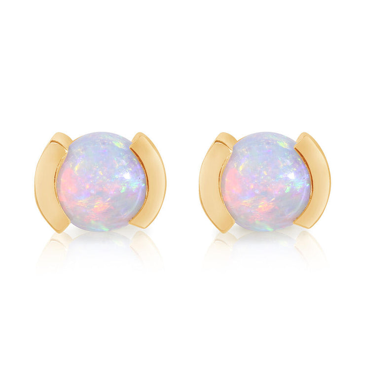 14K Yellow Gold Australian Opal Earrings