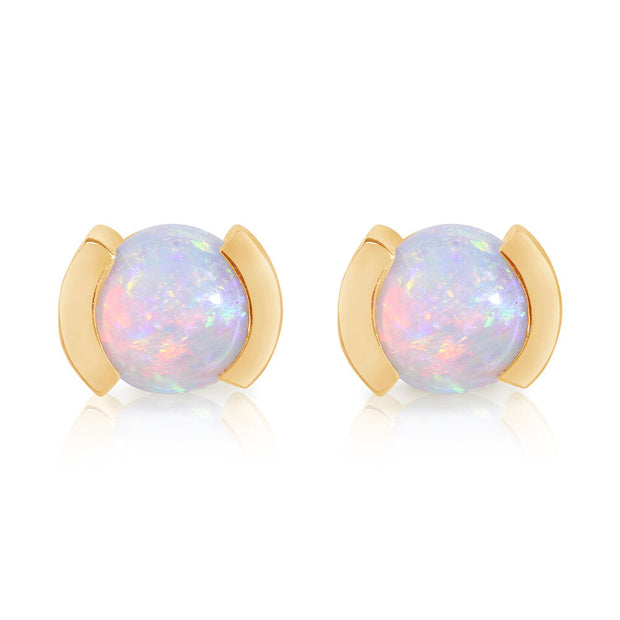 14K Yellow Gold Australian Opal Earrings