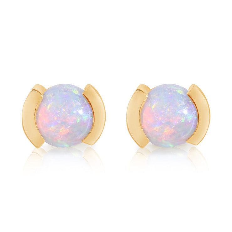 14K Yellow Gold Australian Opal Earrings