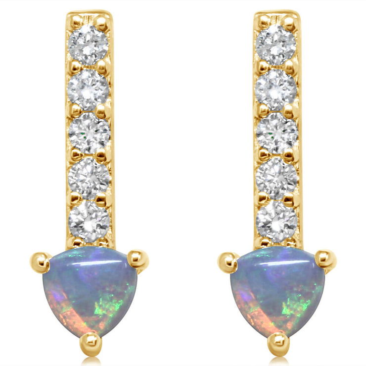 14K Yellow Gold Australian Opal/Diamond Earrings