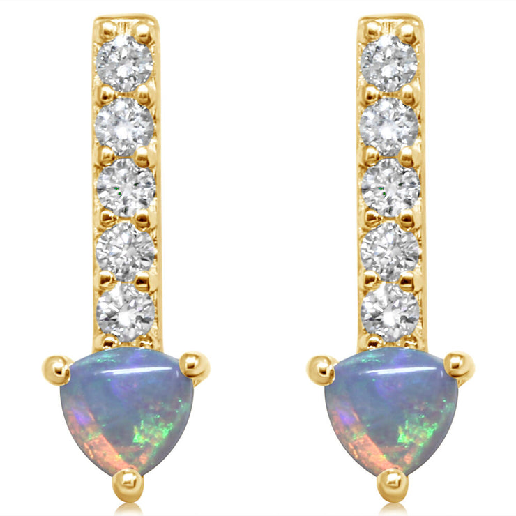 14K Yellow Gold Australian Opal/Diamond Earrings