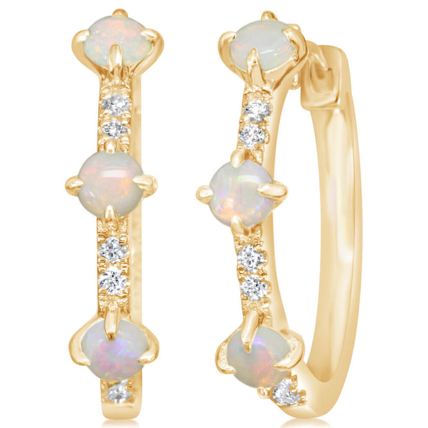 14K Yellow Gold Australian Opal/Diamond Earrings