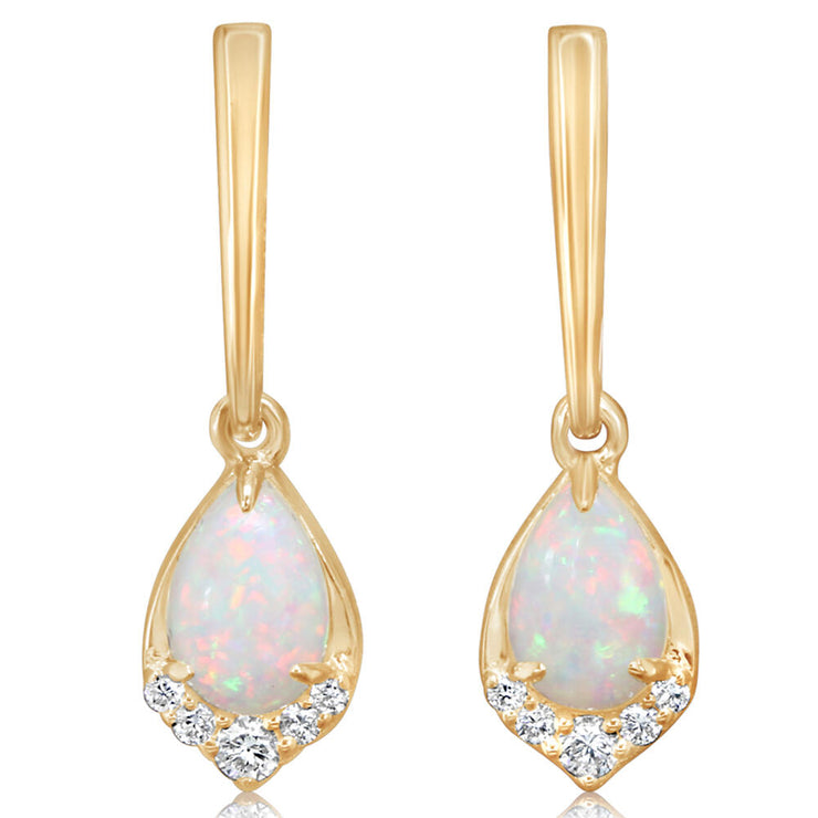 14K Yellow Gold Australian Opal/Diamond Earrings