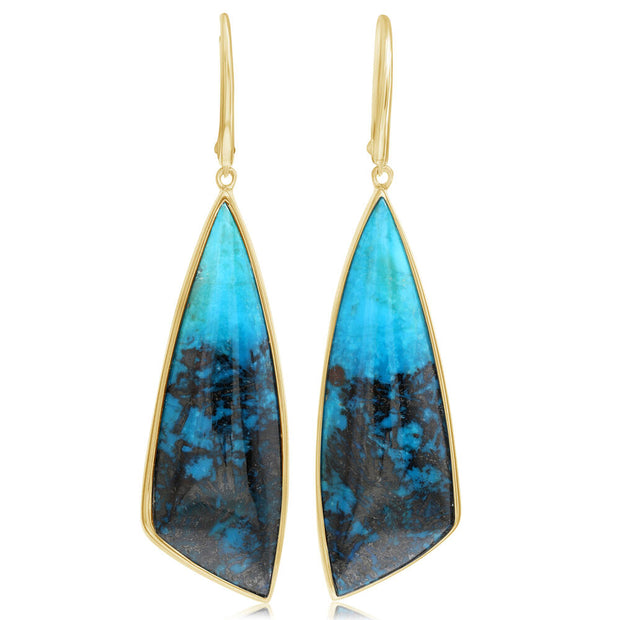 14K Yellow Gold Chrysocolla Earrings