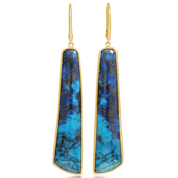 14K Yellow Gold Chrysocolla Earrings