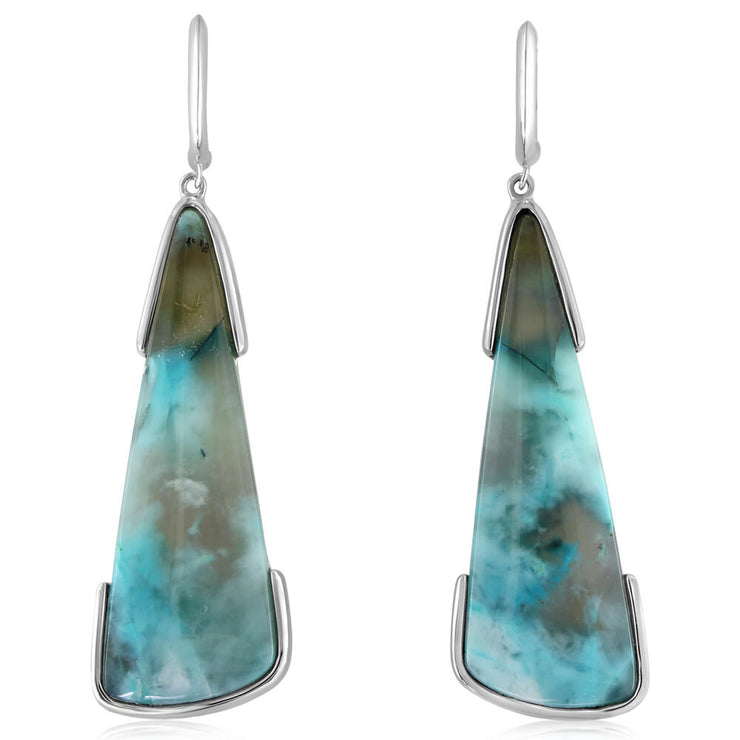 Silver Indonesian Opal Earrings