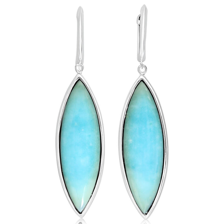 Sterling Silver Cabachon Blue Chrysocolla Opal Earrings