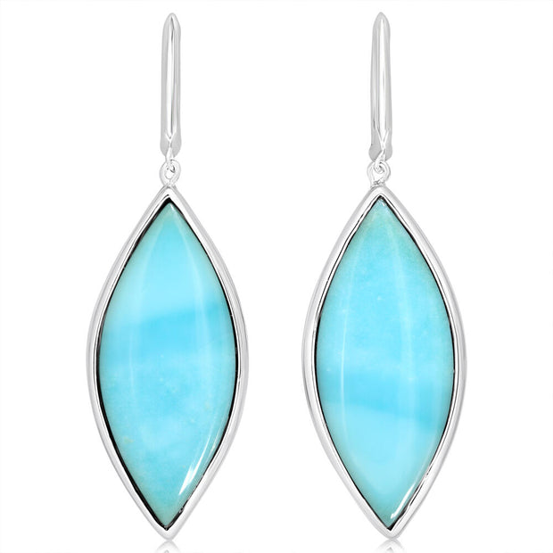 Sterling Silver Cabachon Blue Chrysocolla Opal Earrings