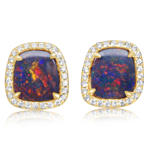 14K Yellow Gold Australian Opal Doublet/Diamond