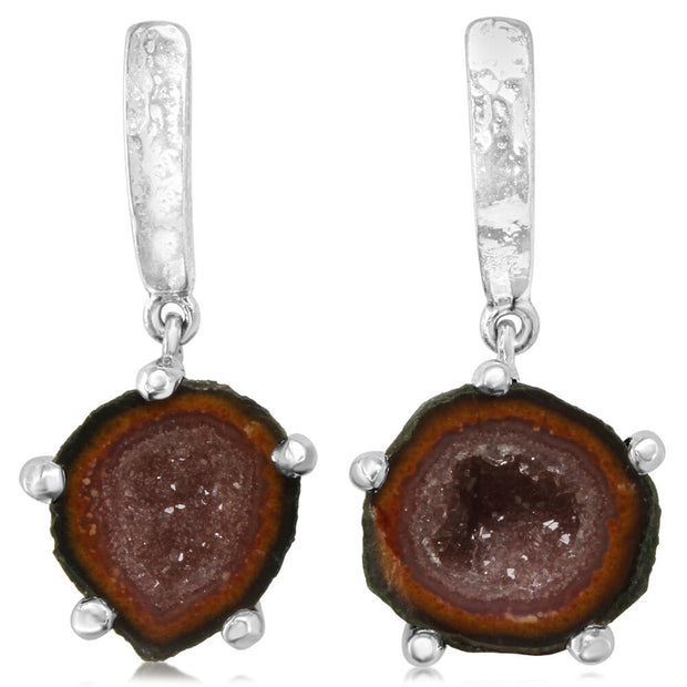 Sterling Silver Geode Agate Earrings