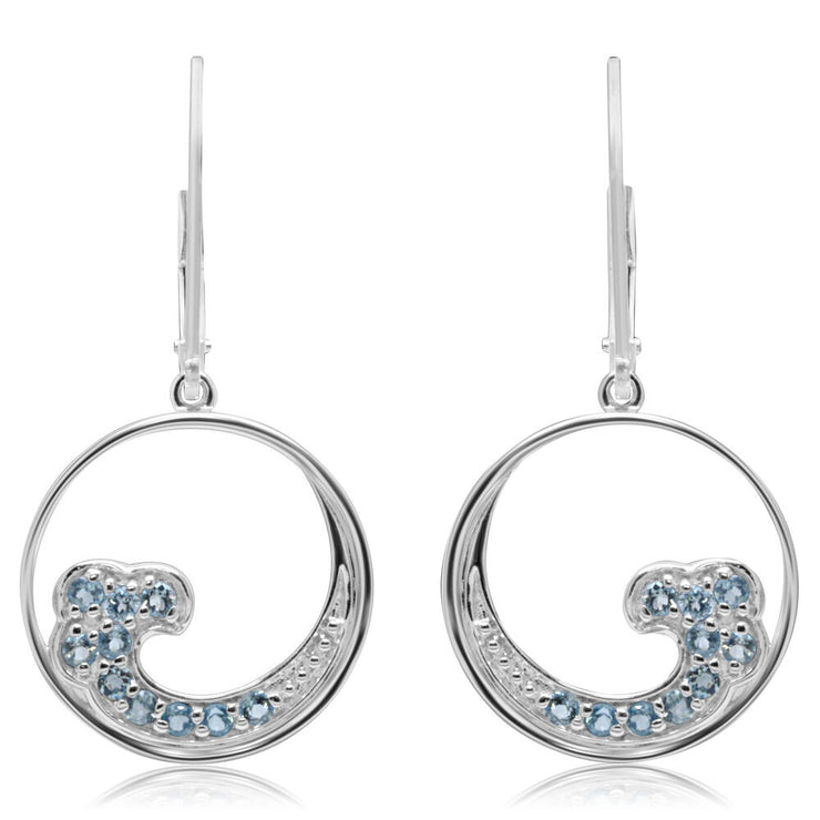 Sterling Silver Blue Topaz Wave Earrings