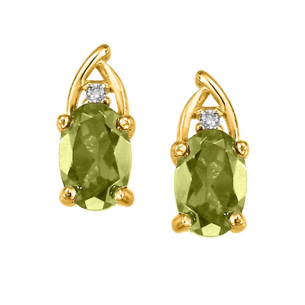 14K Yellow Gold Peridot/Diamond Earrings