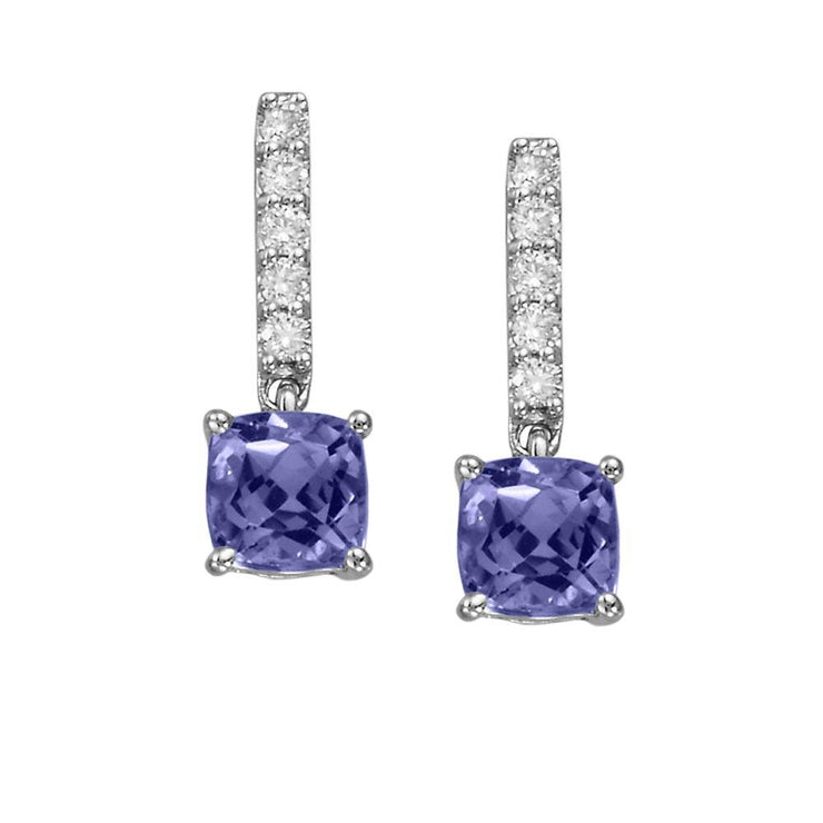 14K White Gold Montana Sapphire/Diamond Earrings