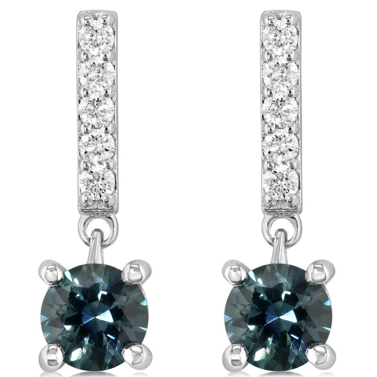 14K White Gold Montana Sapphire/Diamond Earrings