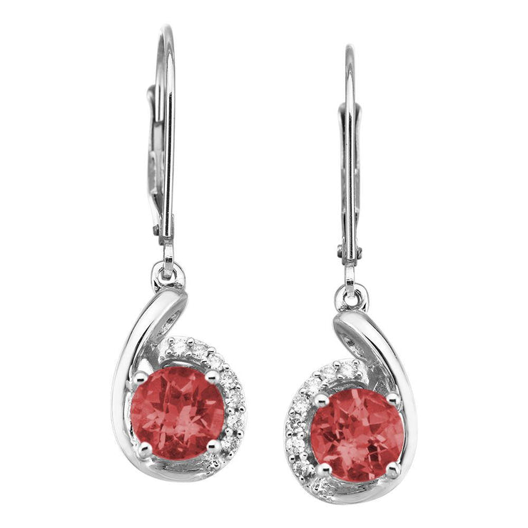 14K White Gold Rhodolite/Diamond Earrings