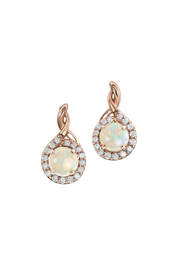 14K White Gold Australian Opal/Diamond Earrings