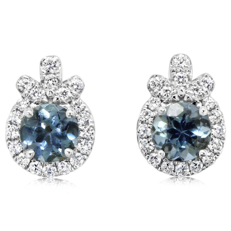 14K White Gold Aquamarine/Diamond Earrings