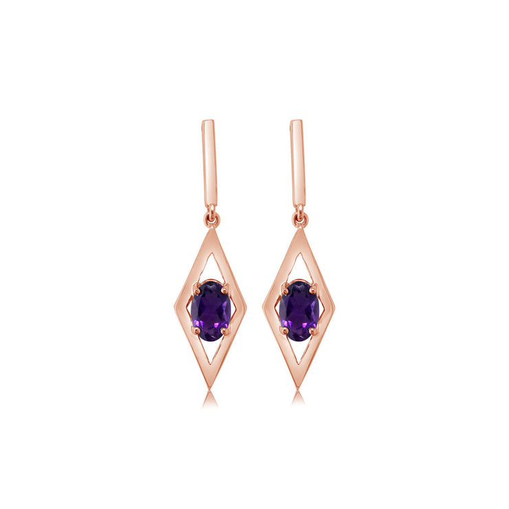 14K Rose Gold Amethyst Earrings