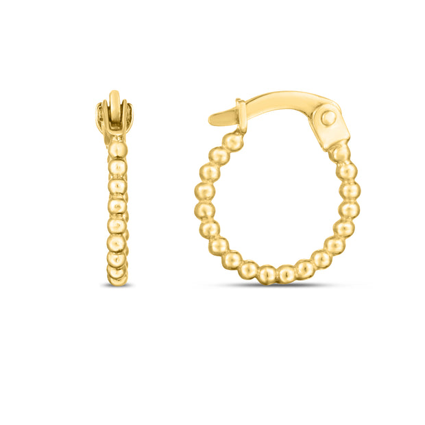 14K Gold Beaded Hoops