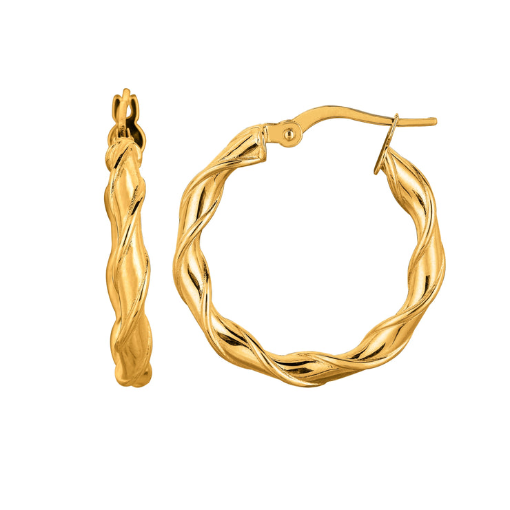 14K Gold 20mm Twist Hoop Earring