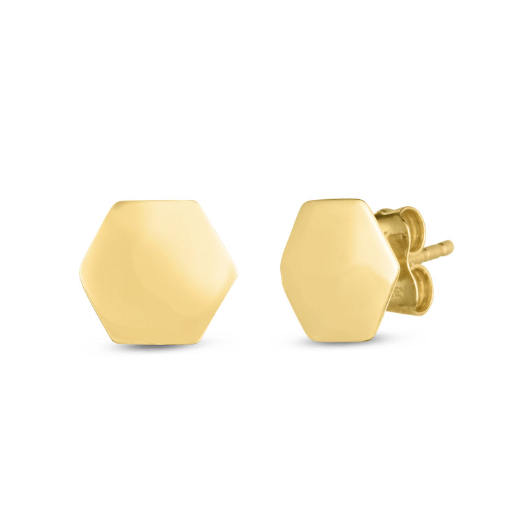 14K Hexagon Stud