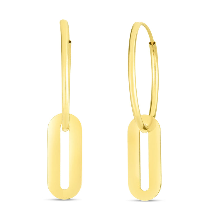 14K Paperclip Hoop Drop Earring