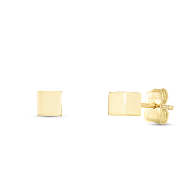 14K Cube Stud Earrings