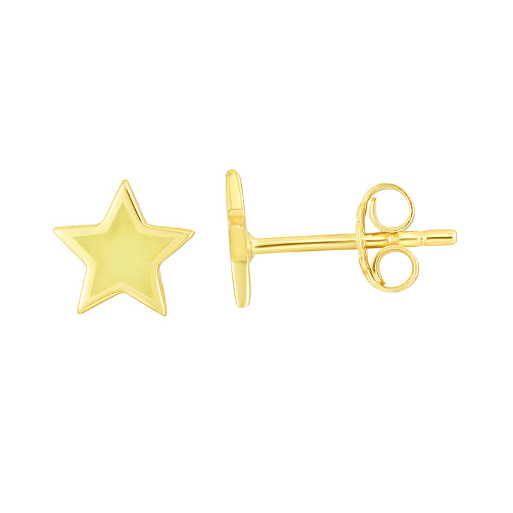 14K Star Enamel Earrings