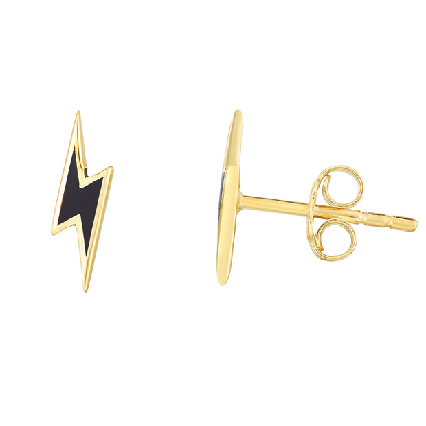 14K Lightning Bolt Enamel Earrings