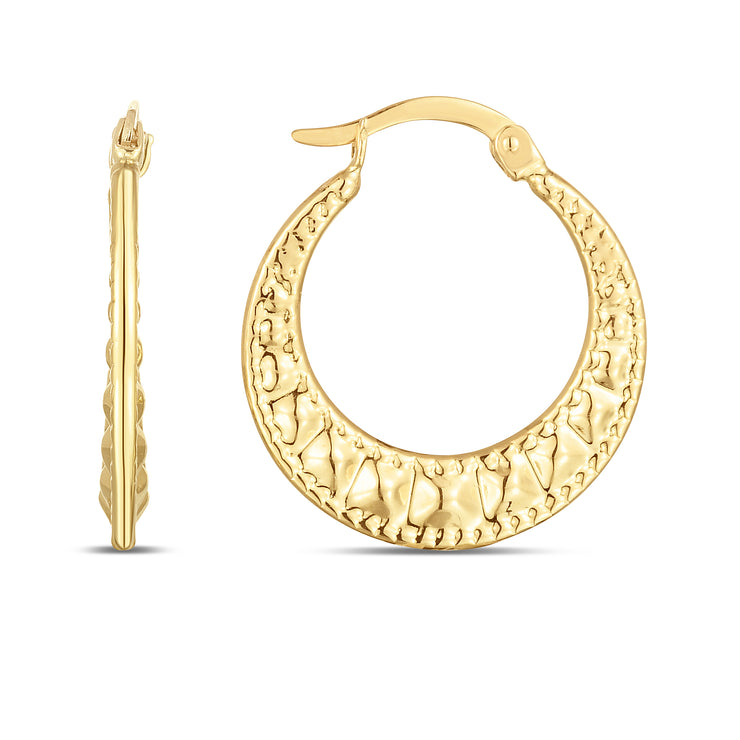 14K Puffed Wavy Hoops