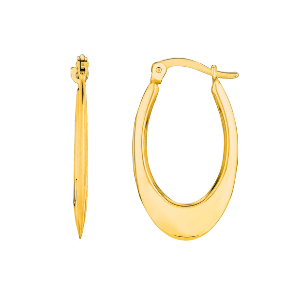 14K Gold Polished Graduated Oval Back to Back Hoop Earring