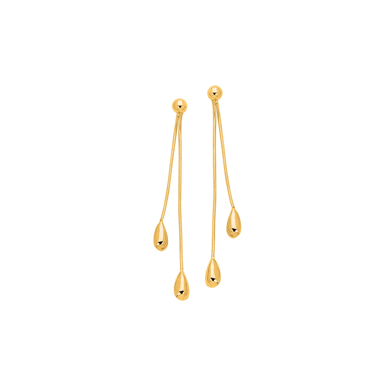 14K Gold Polished Double Tear Drop Earring