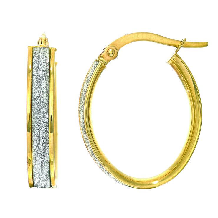 14K Gold Glitter Hoop Earring