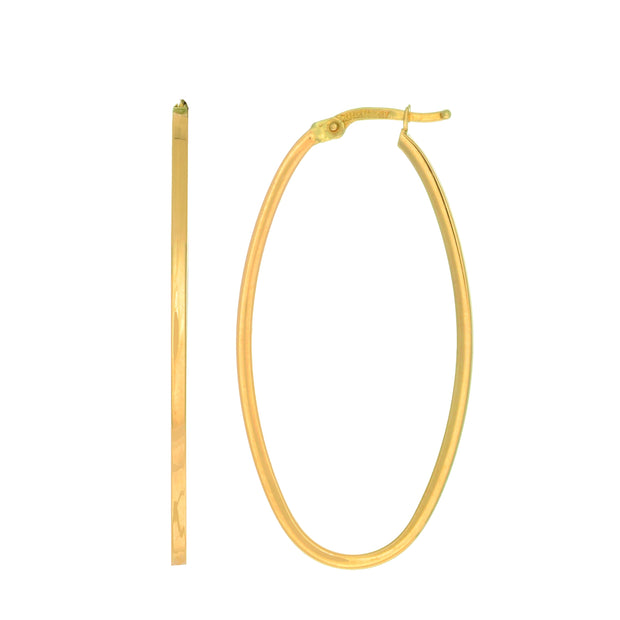 14K Gold Large Oval Hoop Earring