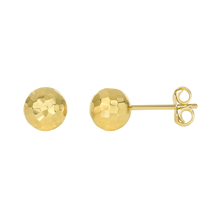 14K Gold 7mm Diamond Cut Post Earring