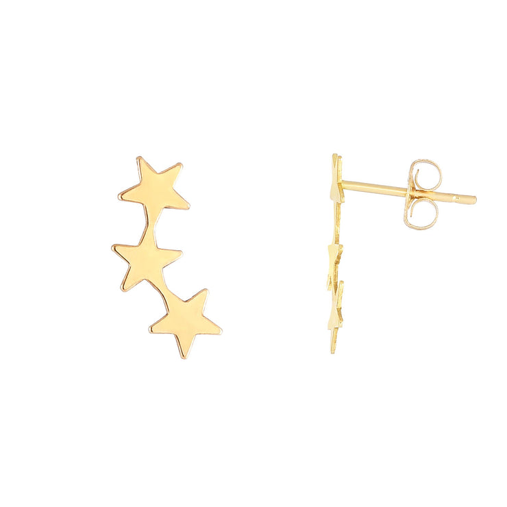 14K Gold Star Ear Climber