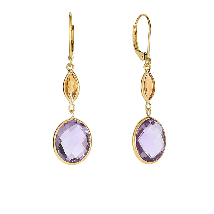 14K Gold Semi-Precious Drop Earrings