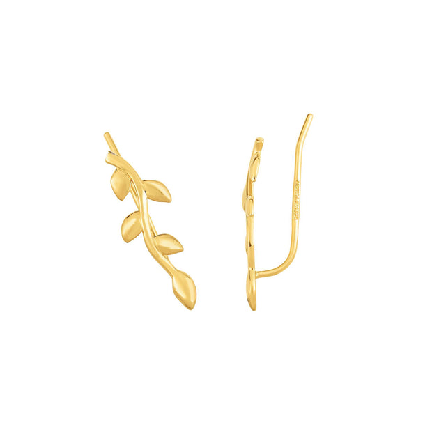 14K Gold Leaf Ear Climber