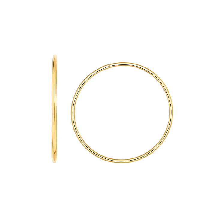 14K Gold 1.2x30mm Endless Hoops