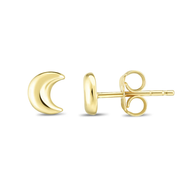 14K Gold Moon Stud Earring