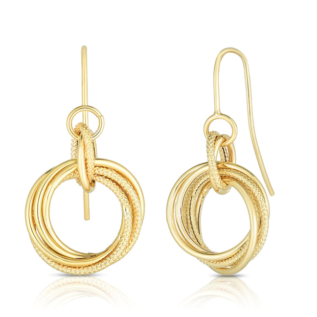 14K Gold Small Multi Row Dangle Earring